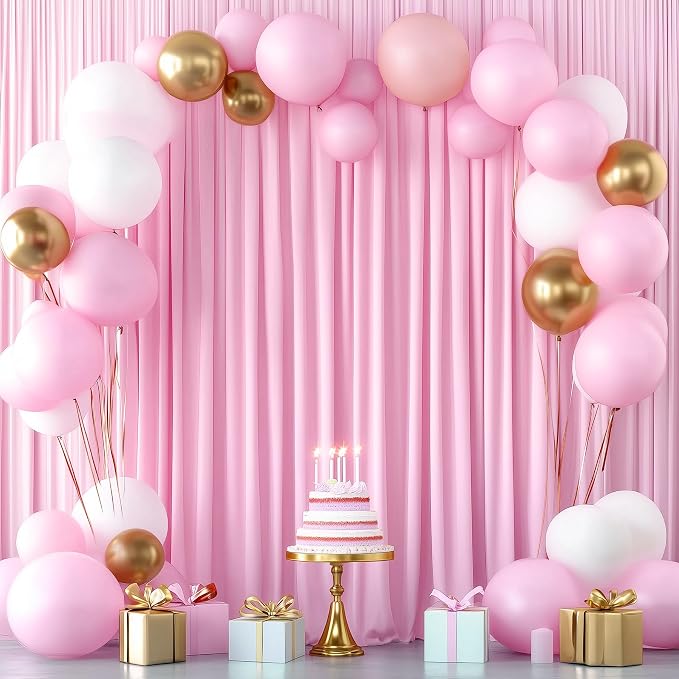 20ftx14ft Baby Pink Backdrop Curtains for Wedding-Wrinkle Free Backdrops Curtain Drapes Fabric Decorations Photo Back Drop Cloth for Baby Shower Photography Stage Reception 14Panels 14ft(H) x 5ft(W)