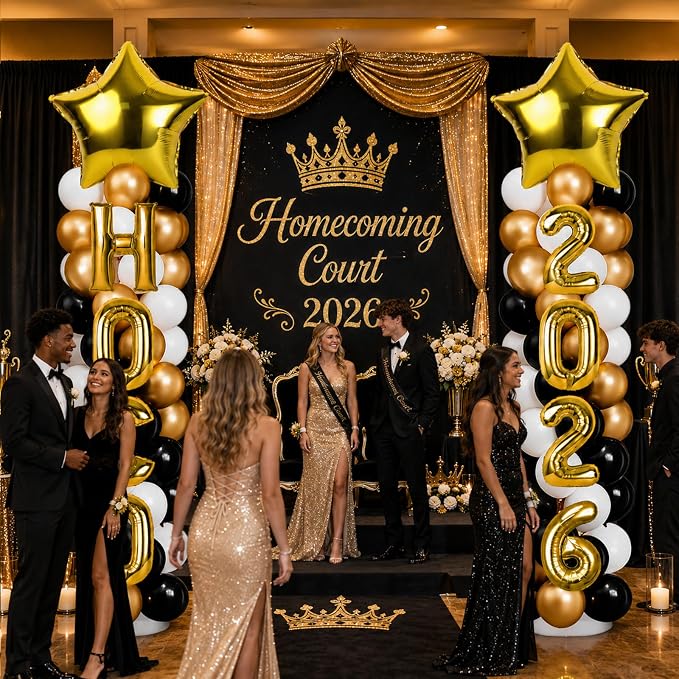 2 Sets Homecoming 2026 Balloon Column Stand Party Decorations Kits with Balloons Class of 2026 Hoco Balloon Tower Stand Kit for Homecoming Prom Party Photo Booth Props Backdrop Decor Party Supplies