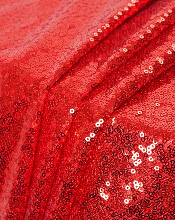 Eternal Beauty Red Tablecloth, 60x120 Inch Sequin Christmas Rectangle Table Cover for Mother's Day Cake Dessert Exhibition Party Birthday Events