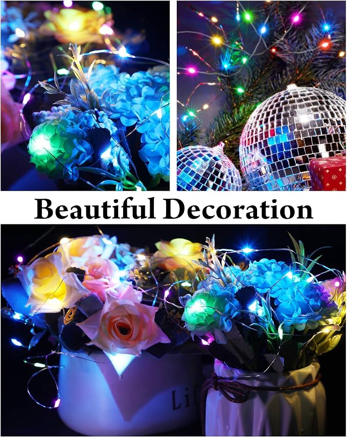 Riakrum 50 Pack 10 ft 30 LED Fairy Lights Battery Operated, Christmas Tiny String Lights Bulk Starry Light Waterproof for Mason Jars Wedding Party Christmas Centerpiece Table Decor, Multicolor