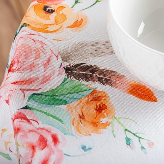 Maison d' Hermine Table Cloth Round Table 100% Cotton 69 Round Inches Tablecloth Reusable Decorative for Dining Kitchen Room Farmhouse Party Home Hotel Restaurant Spring Summer - Ibiza - Beige