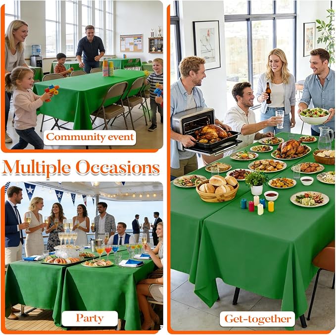 10 Pack Green Table Cloth 60x102 Inch Green Tablecloths for 6 Foot Rectangle Tables, Wrinkle Resistant Rectangular Tablecloth Washable Polyester Fabric Table Covers for Party Banquet Wedding Buffet
