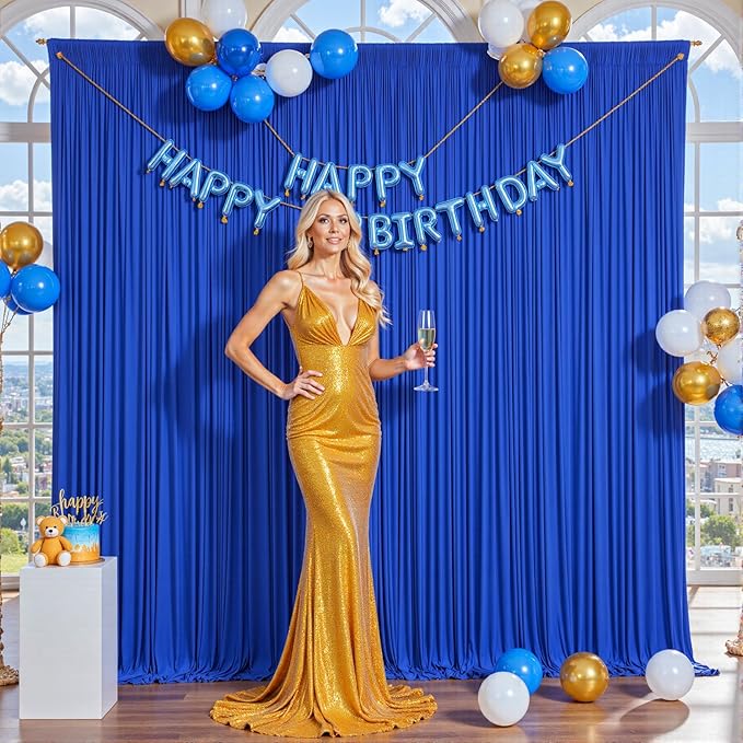 10 Panels Royal Blue Backdrop Curtain for Wedding Parties Wrinkle Free Blue Photo Curtains Backdrop Drapes Fabric Decoration for Birthday Party Baby Shower 50ft(W) x 10ft(H)