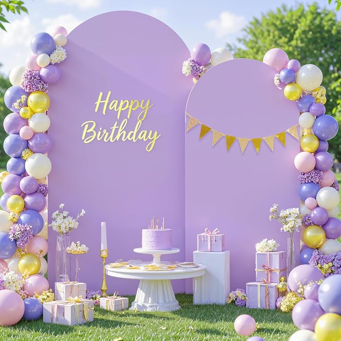 Pink and Purple Photo Arch Backdrop Cover Set of 2 for Baby Shower Party 7.2ft and 6ft Arch Covers Stretchy Backdrop Spandex Arch Stand Covers for Girls Birthday Wedding Banquet Background