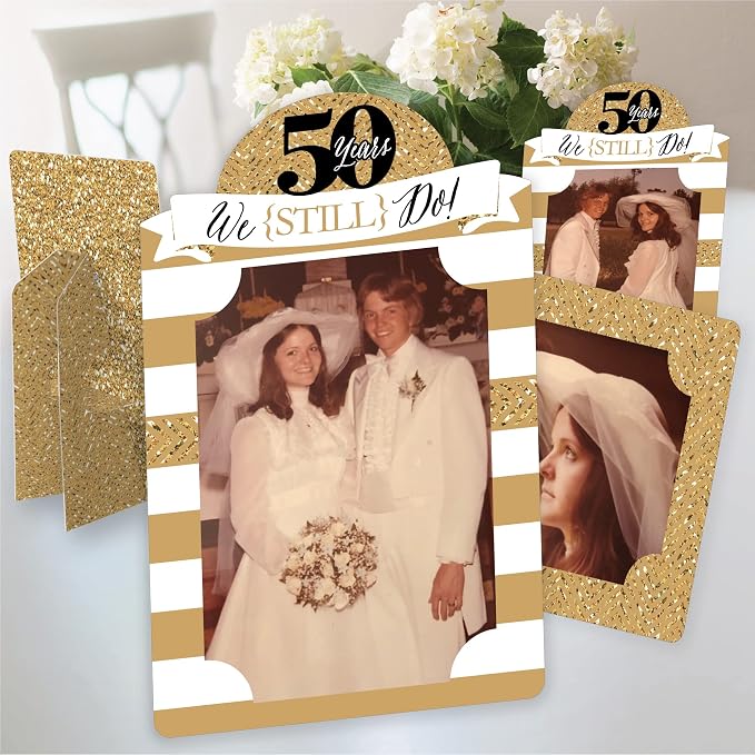 Big Dot of Happiness We Still Do - 50th Wedding Anniversary - Anniversary Party 4x6 Picture Display - Paper Photo Frames - Set of 12
