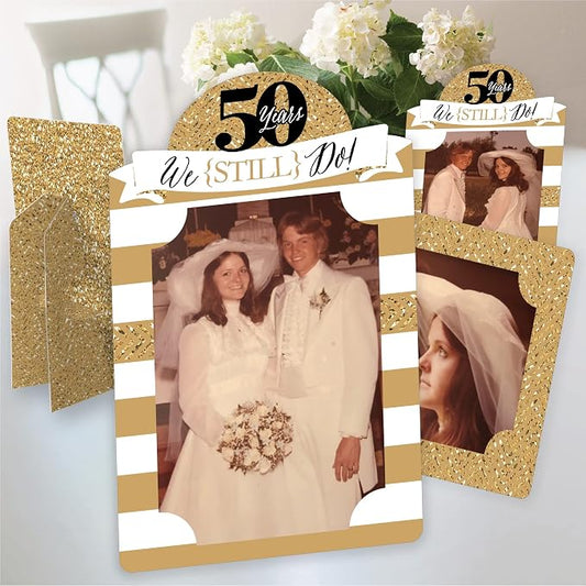 Big Dot of Happiness We Still Do - 50th Wedding Anniversary - Anniversary Party 4x6 Picture Display - Paper Photo Frames - Set of 12