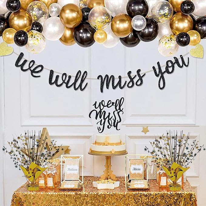 20 Pack Black Gold Foil Spray Centerpiece Star Table Decoration Metallic Burst Table Centerpieces for Birthday Graduation New Year Wedding Anniversary Party Supply (Black Gold)