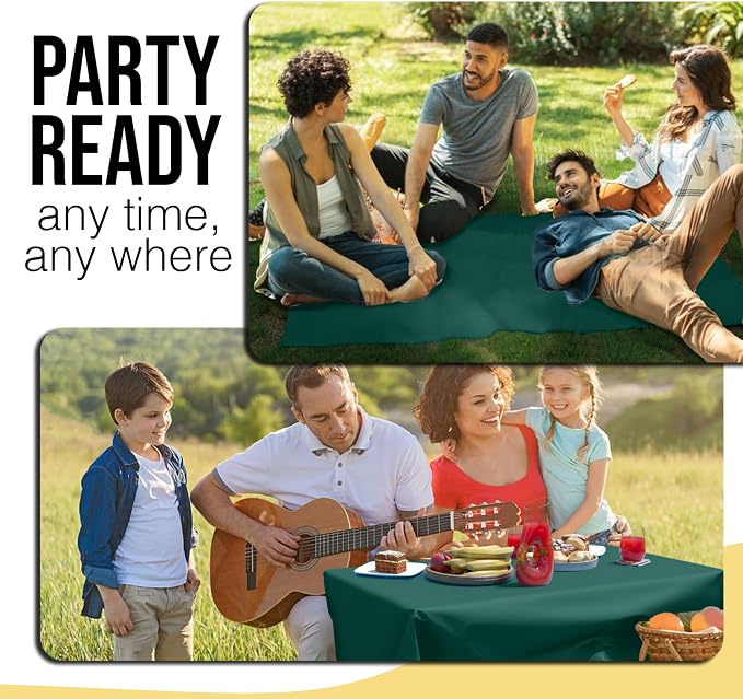 Party Solids 66% Thicker Premium Dark Green Plastic Table Cover Roll 40" X 300' Table Cloth Plastic Cover Roll Quality Thick Banquet Rolls Disposable Tablecloth Rolls Strong American Based Company