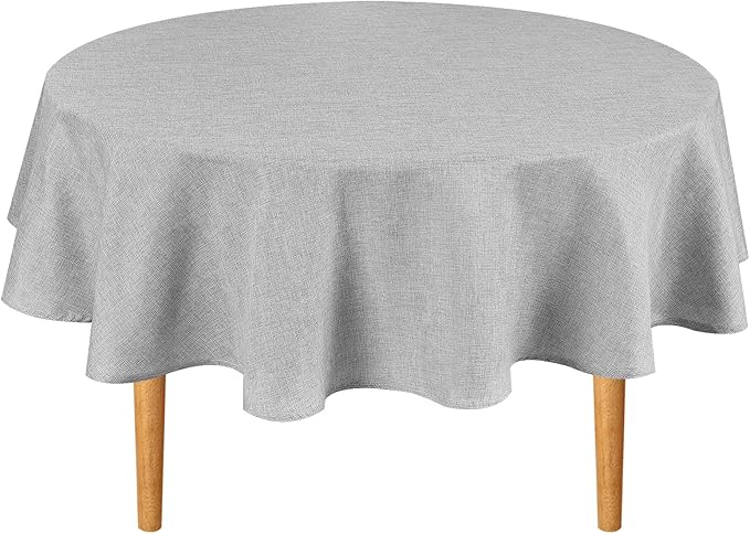 Hiasan Round Table Cloth 30 Inch Linen - Wrinkle and Stain Resistant Washable Polyester Fabric Table Cloth for Dining Room Kitchen Party, Light Grey