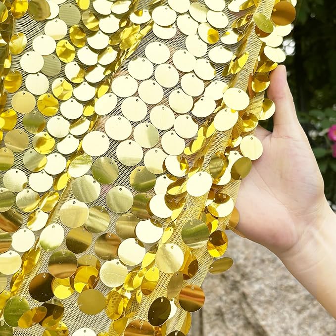 9FTx10FT Gold Large Sequin Backdrop 1 Panel, Glitter Sparkle Photography Props for Christmas Party Wedding Birthday Wall Decor