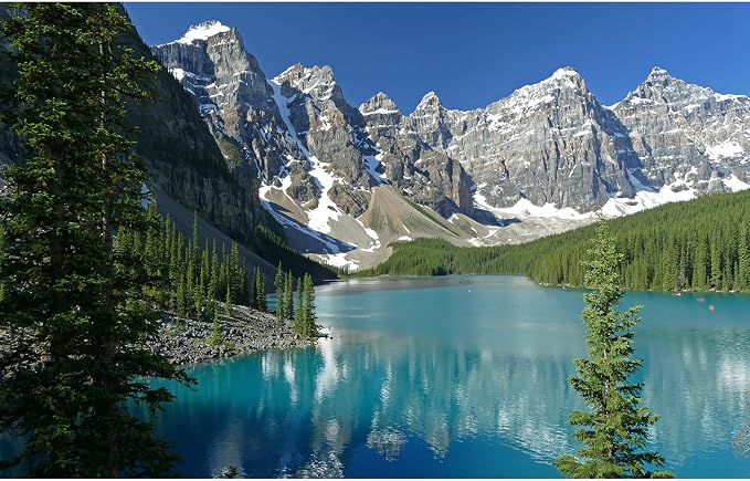 Mountain Lake Backdrop Banff National Park Moraine Lake Background Canadian Rockies Snow Mountains Pine Trees Forest Photography Background Mountains Mirroring in Water Backgrounds Photo Props 20x10ft