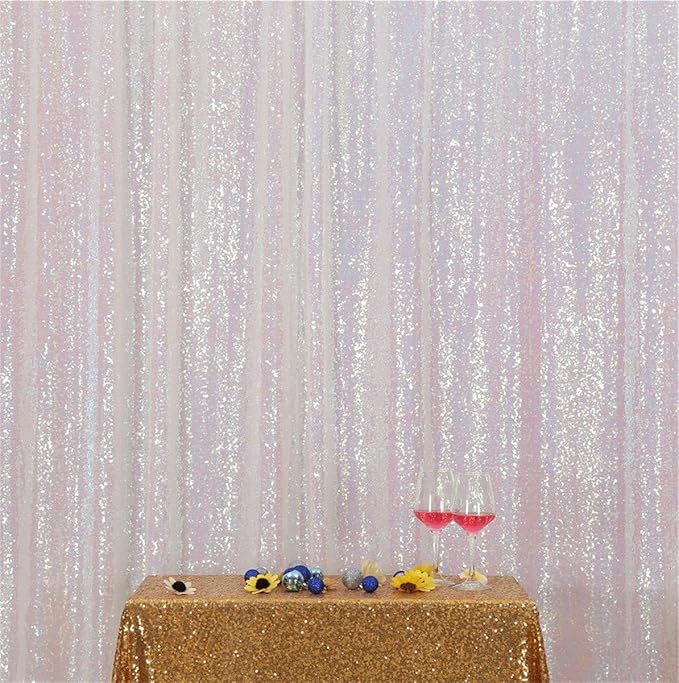 Eternal Beauty White Iridescent Sequin Backdrop, 20x10 Ft Glitter Background Curtains for Shimmer Photography Party Wedding Birthday Back Drop Decor