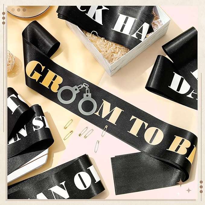 Daifunli 18 Pack Funny Bachelor Party Sashes Groomsmen Team Groom Sash Groom to Be Decorations for Bachelor Bachelorette Party Favors Accessories Gifts