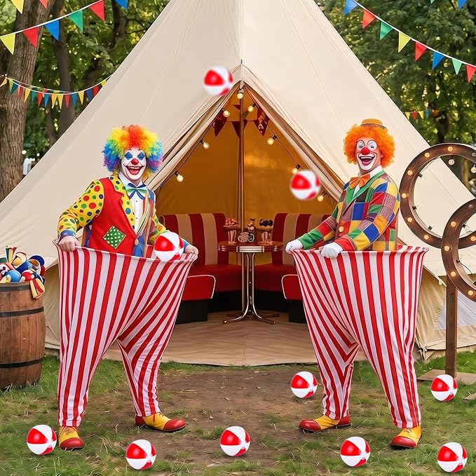 11 Pcs Granny Pants Yard Game Giant Carnival Games Set with Red and White Bouncy Balls & Air Pumps Funny Outdoor Indoor Lawn Party Games for Adults Family Backyard Festival Activities