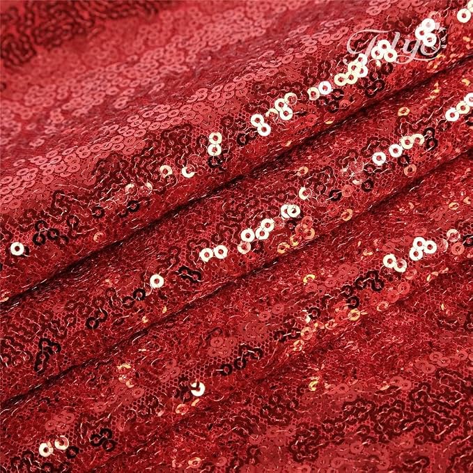 6 Pack Red Sequin Table Runner 12 x 108 Inch - High Density Sparkly Glitter Table Runners for Wedding, Birthday, Anniversary Banquet, Shimmering Red Party Decor