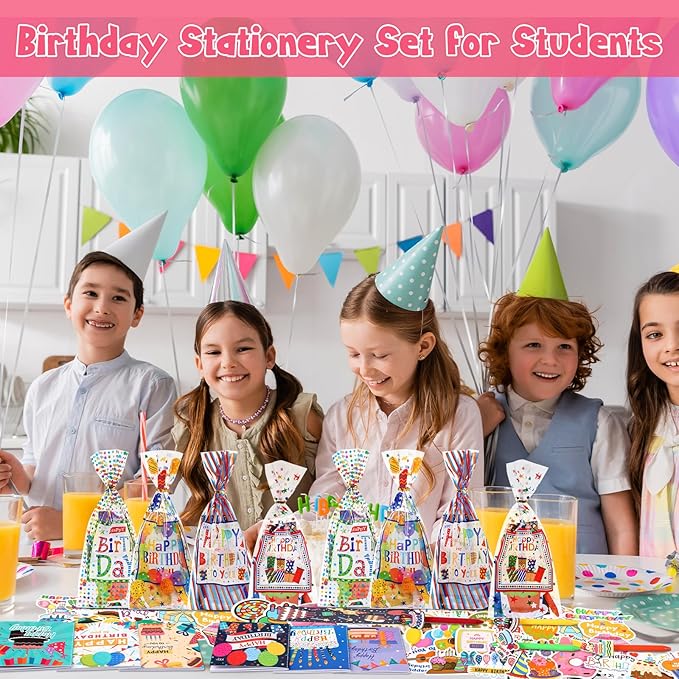 194 Pcs Birthday Return Gifts Birthday Classroom Stationery Party Favors Includes Notebook Ballpoint Pen Bookmark Sticky Notes Goodie Bag Stuffers Gifts School Student Rewards Prize