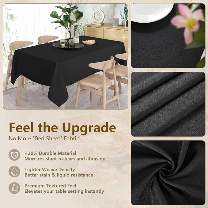 Black Tablecloths for Rectangle Tables, 10-Pack - 60x126 Inch | Reusable & Washable Table Cloths for 8 Foot Tables, Polyester Fabric Tablecloth for Wedding, Party, Banquet