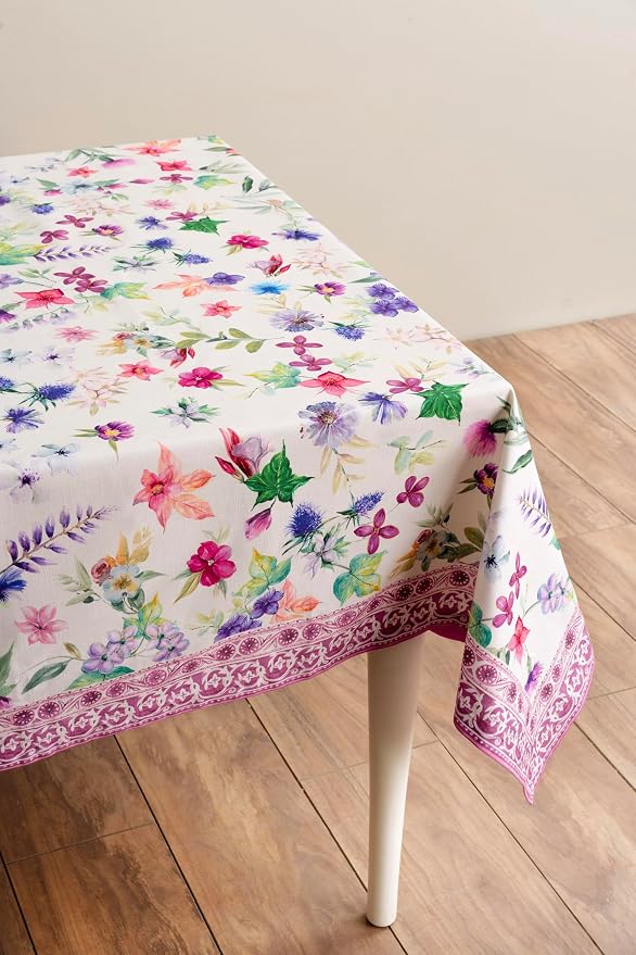 Maison d' Hermine Table Cloth Rectangle Table 100% Cotton 70 x 120 Inches Tablecloth Reusable Decorative for Dining Kitchen Room Farmhouse Party Home Hotel Restaurant Spring Summer - Chardon