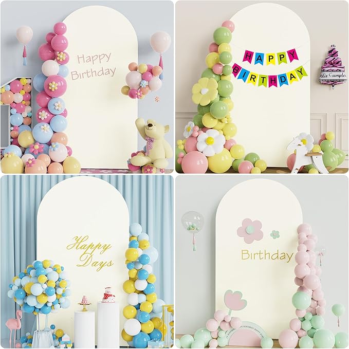 Wokceer 7.2FT Wedding Arch Backdrop Cover Spandex Fitted Ivory Arch Covers Round Top Chiara Arches Backdrop Cover for Birthday Party Ceremony Banquet Decoration