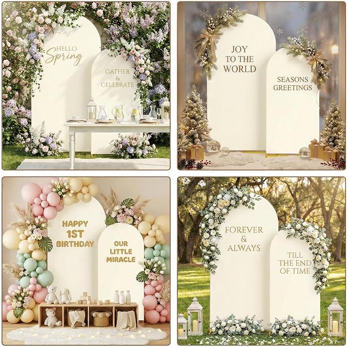 Toolterritary Metal Arch Backdrop Stand and Cover Set, 8FT, 7.2FT Party Backdrop, Easy to Assemble, Backdrop Stand for Parties, Birthday, Baby Shower