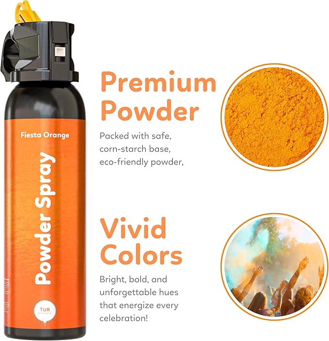 Orange Smoke Bomb Powder Cannon Gender Reveal Fire Extinguisher Biodegradable| Launches 25ft | 10 Second Spray | Holi Color Decorations for Photoshoots, Festivals, Celebrations | TUR Party Supplies