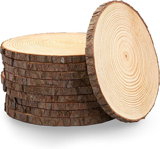 Set of (12) 9-11 inch Wood Slices for centerpieces! Wood Slice centerpieces, Wood Rounds, Tree Slices (9-11 inch 12 Pack)