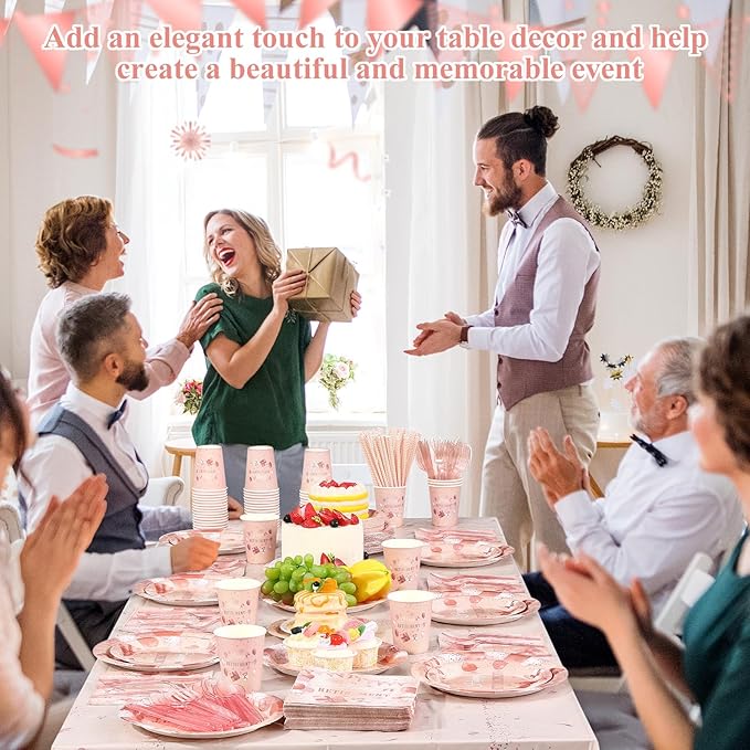 Funnymoom 452 Pcs Retirement Party Decorations for Women, Rose Gold Happy Retirement Paper Plates Napkins Cups Tablecloth Cutlery Straws for Women Say Goodbye Party Supplies, Serves 50 Guests