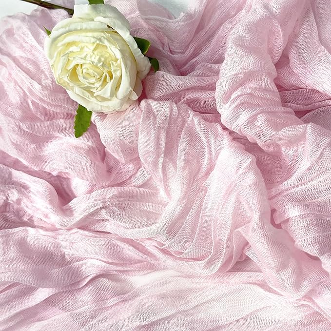 120 Inch Light Pink Cheesecloth Table Runner - 10Ft Long Cotton Gauze Table Decor for Weddings, Baby Showers & Parties