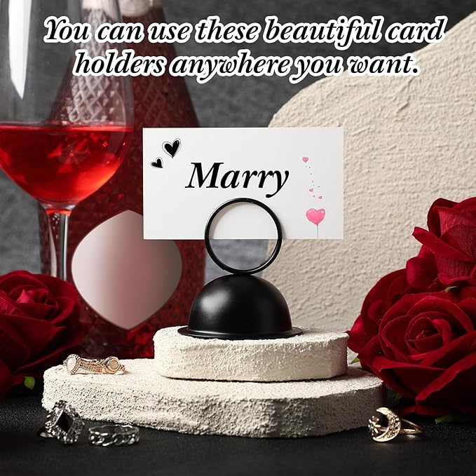MorningRo 24 Pcs Wedding Table Place Card Holders Metal Table Number Holders Stand Sign Tabletop Menu Stands Sign for Wedding Christmas Restaurant Banquet(Black)
