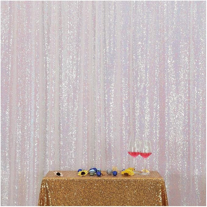 Poise3EHome Iridescent Sequin Backdrop,6FT x 8FT Sequin Photography Backdrop Curtain for Party Decoration, Iridescent