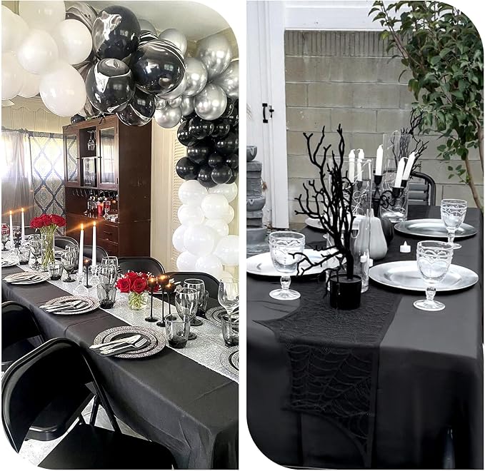 6 Pack Polyester Tablecloth for 6-8 Foot Rectangle Tables,72 x120 inch Black Polyester Table Clothes Table Covers, Washable Black Table Cloth for Wedding,Party,Banquet,Restaurant,Buffet Table