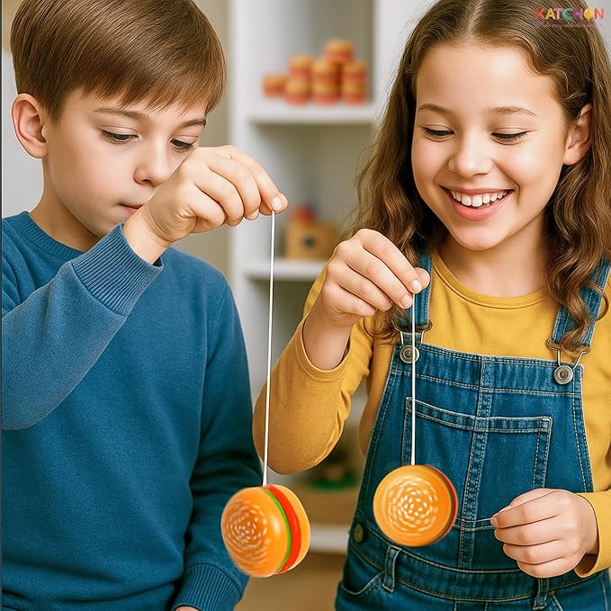 KatchOn, Hamburger Yoyo Toys for Kids - Pack of 24 | Plastic Burger Yo-yos, Yoyo Bulk, Halloween Party Favors for Kids 8-12, Classroom Prizes, Pinata Return Gifts | Thanksgiving Goodie Bags Stuffers