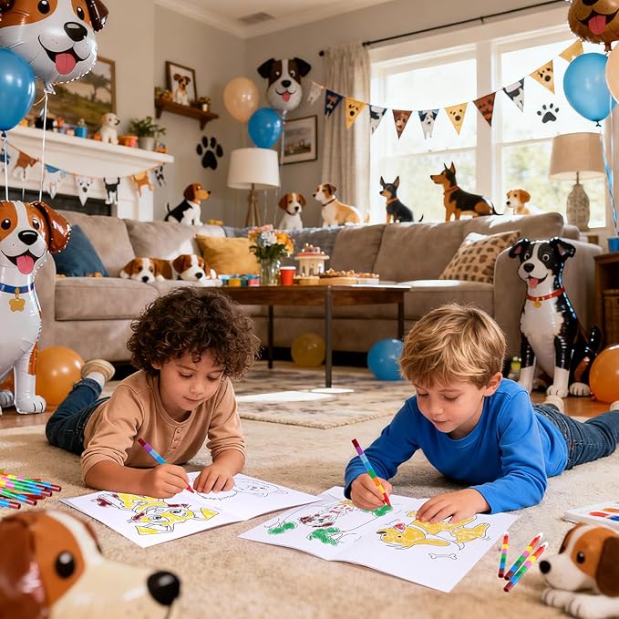 BenLouis 24 Dog Mini Coloring Books Kids with 24 Stacking Crayons Cute Puppy Party Favors Activity Books Bulk for Kids Pet Paw Goodie Bag Gift Stuffer Classroom Reward
