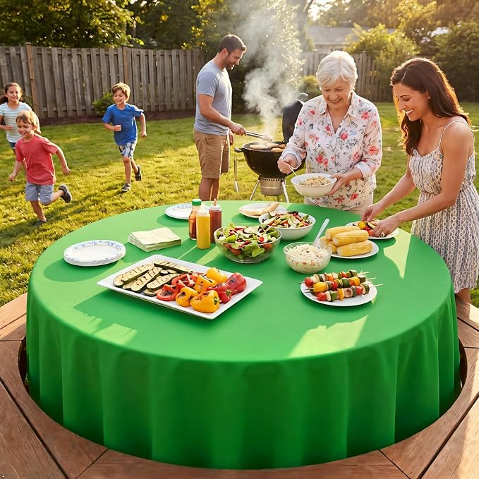 8 Pack Green Round Tablecloth 120 Inch Wrinkle Resistant Round Green Table Cloth Reusable and Washable Polyester Fabric Table Covers for St. Patrick's Day Buffet Wedding Party and Banquet