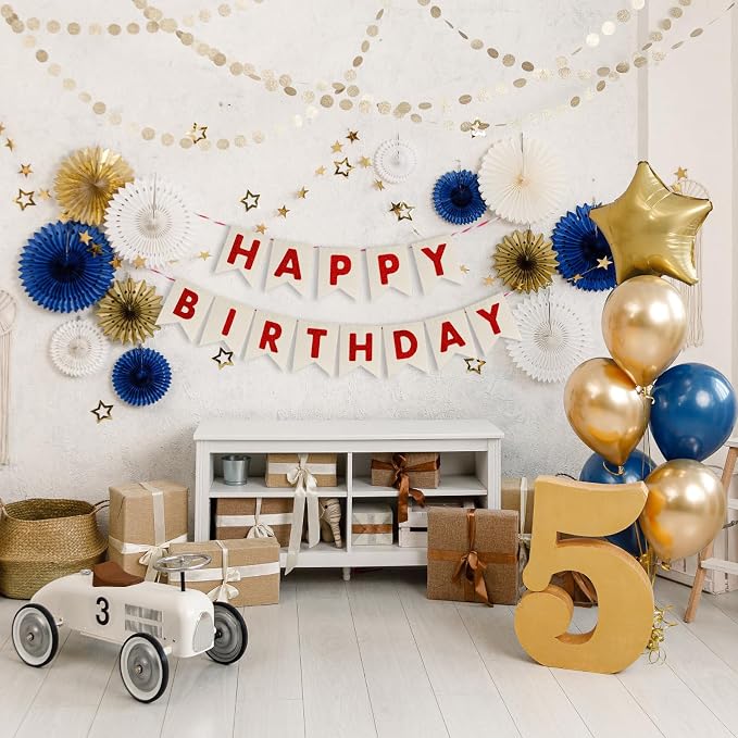 Custom Banner Kit, 28 Burlap Banner with 92 Felt Letters, Make Your Own Diy Customizable Kit for Birthday Wedding Party Decorations