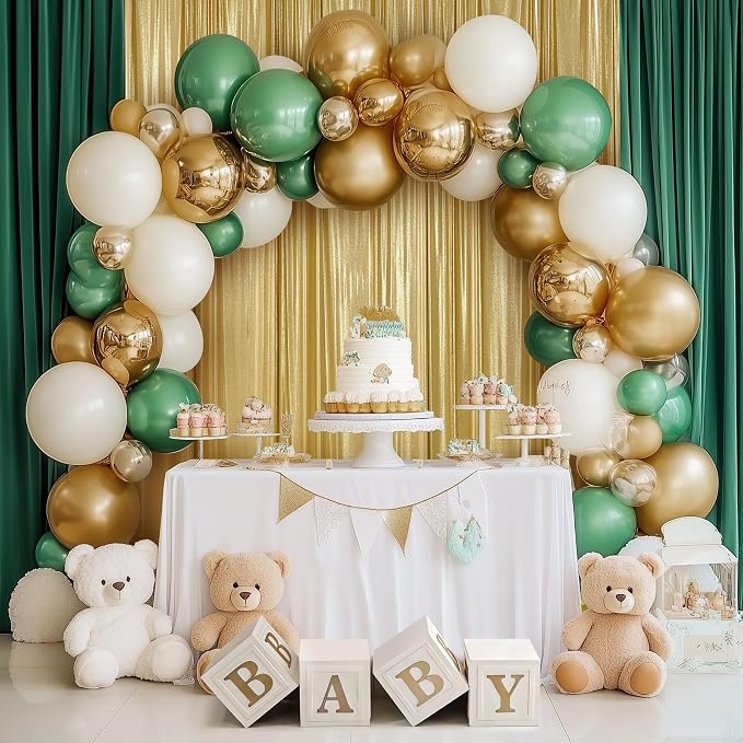 Outpain 10x10ft Gold Sequin Backdrop Curtains, Wrinkle Free Glitter Backdrop Drapes for Wedding Parties Photography Stage Decor, Non-Shedding 2 Panels Set (5x10ft Each)