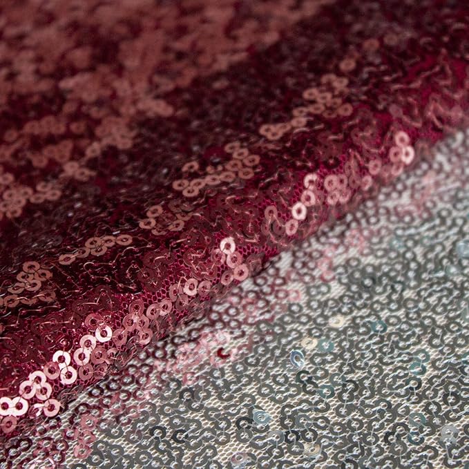 JYFLZQ Burgundy Sequin Table Runner 12" x 72" Pack of 5 Glitter Sequin Fabric Table Linens - Sparkly Runners for Wedding & Birthday Party Decor