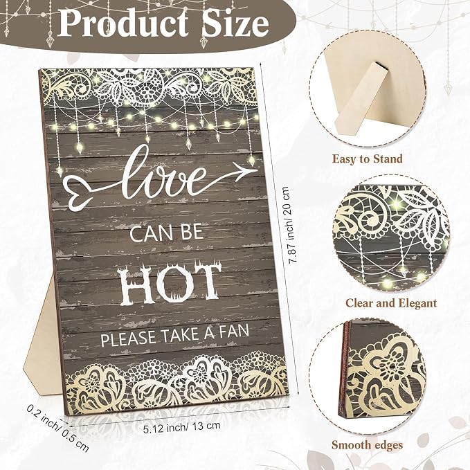 51 Pcs Wedding Fans for Guests Wedding Favor Paper Fans with Handle Bulk Table Sign for Ceremony Bridal Party Decoration(Brown,Rustic)