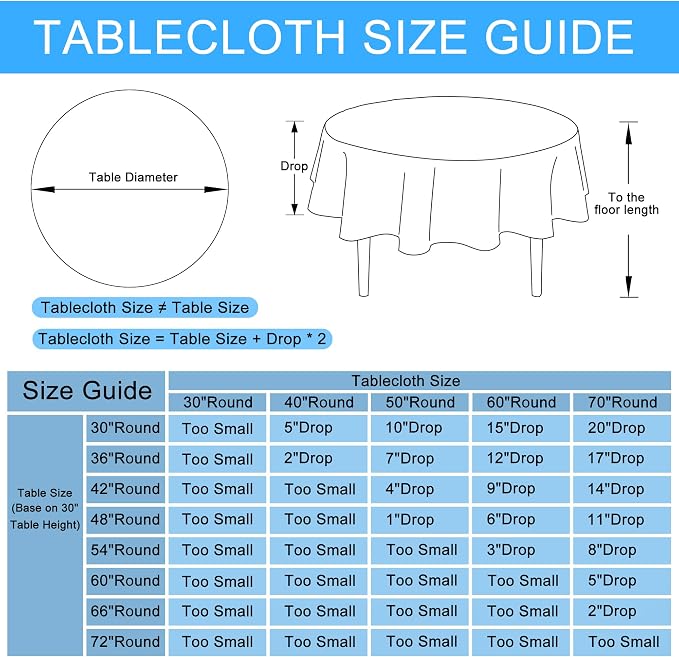 Hiasan 54 Inch Round Faux Linen Tablecloth - Wrinkle and Stain Resistant Decorative Farmhouse Polyester Fabric Table Cloth for Dining Kitchen Party Outdoor, Khaki
