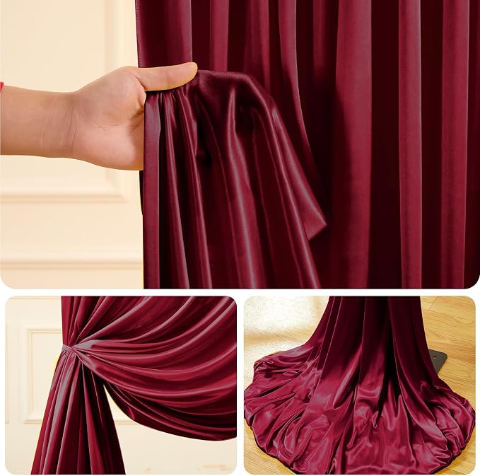 10x10 ft Burgundy Glitter Backdrop Curtain for Parties, Wrinkle Free Glitter Photo Backdrop Drapes 2 Panels 5x10FT Shimmer Back Drop Cloth for Wedding Birthday Christmas Photography Background Decor