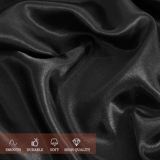 12 Pack 90 Inch Round Tablecloth, Black Satin Fabric Table Cloth for Round Tables, Wrinkle Resistant Washable Table Cover Bright Silk Tables Clothes for Wedding Party Dining Banquet
