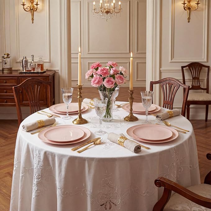 bUCLA 200PCS Pink Plastic Plates - Heavy Duty Pink Disposable with Gold Rim - Include 100 Each (10 inch Dinner & 7 inch Dessert) Plates, Ideal for Party & Wedding