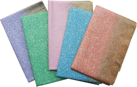 Glitter Tulle Fabric 17.7 Inch 7 Yards 5 Colors Fabric Tulle Bolt for Wedding Christmas Decorations DIY White Tutu Baby Shower Table Skirt Ceiling Decor Birthday Party Craft Supplies