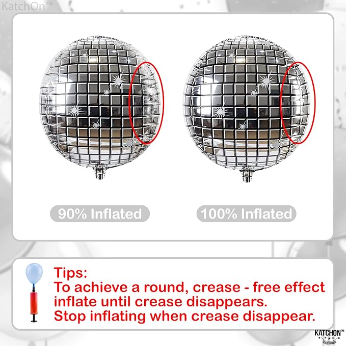 KatchOn, Silver Disco Ball Balloons - 22 Inch, Pack of 12 | Disco Party Decorations | 4D Sphere Disco Balloons for 70s Theme Party Decor, Bachelorette Party Decoration, Graduation Decorations 2026
