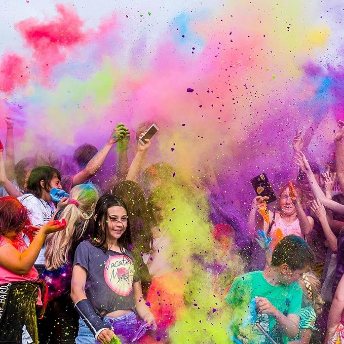 Ceya Holi Powder,20 Pack X 3.5oz(100g) Each Color Run Powder, 10 Colors Natural Washable Chalk Paint for Color War, Rangoli ,Fun Run, Photoshoot, Smoke Bombs, Gender Reveal & Summer Camp
