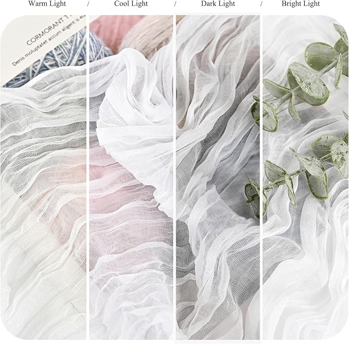 24 Pack White Cheesecloth Table Runner 10FT Boho Gauze Cheese Cloth Table Runner Rustic Sheer Fabric Table Runners for Wedding Bridal Shower Baby Shower Party(21.5×120 Inch)
