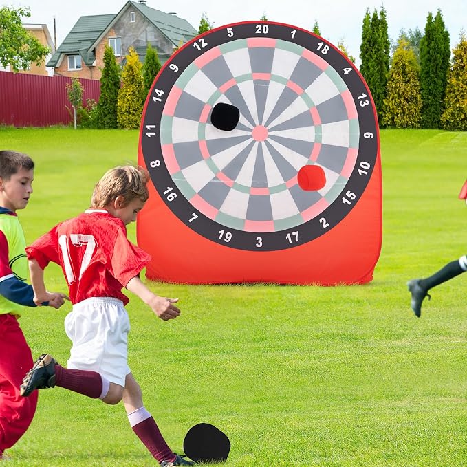 Goplus Giant Dart Board w/ 4 Kick Balls, Carrying Bag, Foldable Portable Throw & Kick Soccer Sport Target Games for Kids Adults Family Activities, Outdoor Yard Lawn Party Carnival Games