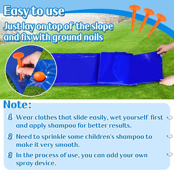 20 x 6 ft Widen Lawn Water Slide with 2 Inflatable Bodyboards - Thick Durable Slick Waterslide for Kids & Adults, Easy to Set Up with 12 Ground Stakes, Outdoor Backyard Fun Water Games for Summer