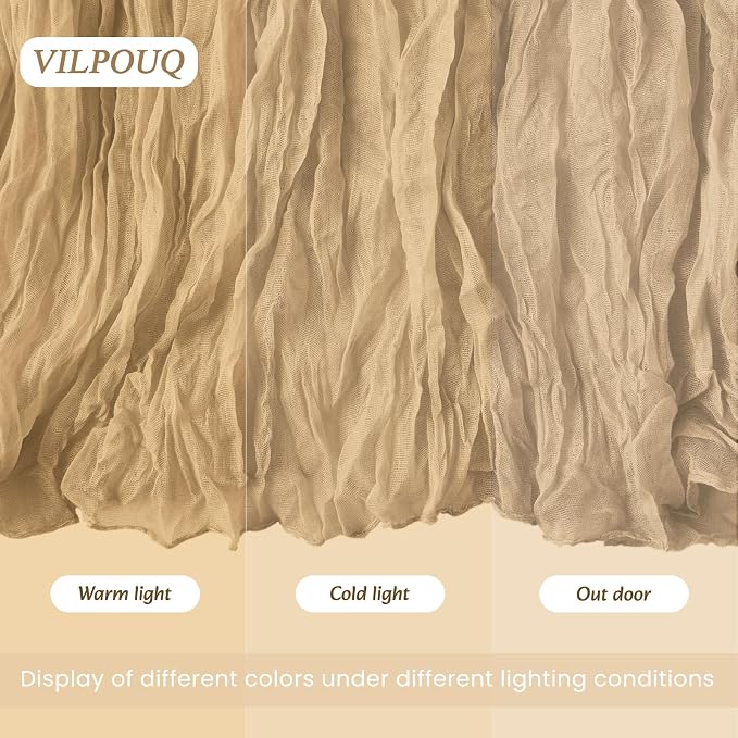 6 Pack Beige Cheesecloth Table Runner 21x120 Inches, Boho Gauze Rustic Semi Sheer Cheese Cloth Table Runners for Easter Wedding Bridal Baby Shower, Birthday Party, Long Farmhouse Table Decor