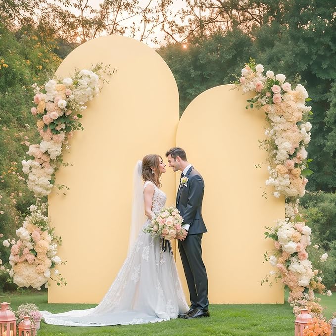 Champagne Arch Covers 2 Set 7.2 and 6ft Champagne Arch Backdrop Cover Spandex Fitted Wedding Arch Stand Covers for Birthday Party Baby Shower Bridal Shower Wedding Banquet Photo Balloon Arch Backdrop